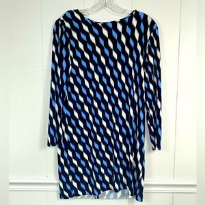 MICHAEL Michael Kors Women’s Blue Diamond Blouson Dress Long Sleeve Blue Size M